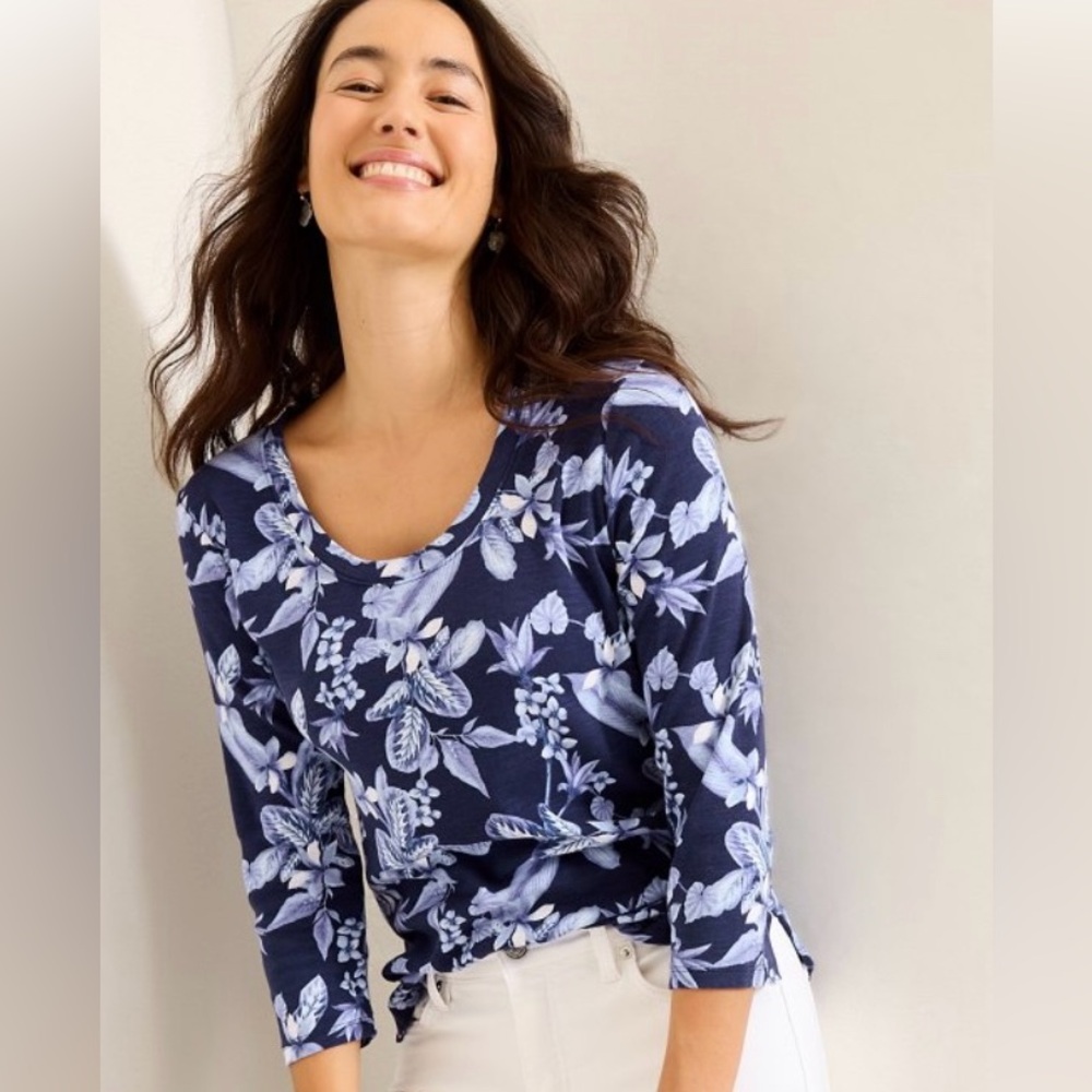 Tommy Bahama Ashby Isles Hightide Flora 3/4-Sleeve T-Shirt Medium